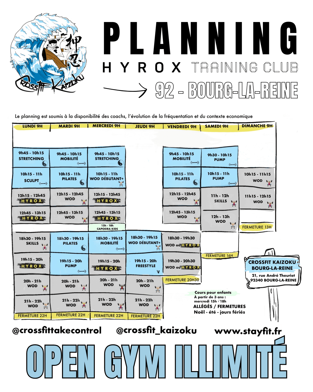 KAIZOKU - planning StayFit CrossFit Kaizoku planning cours collectifs