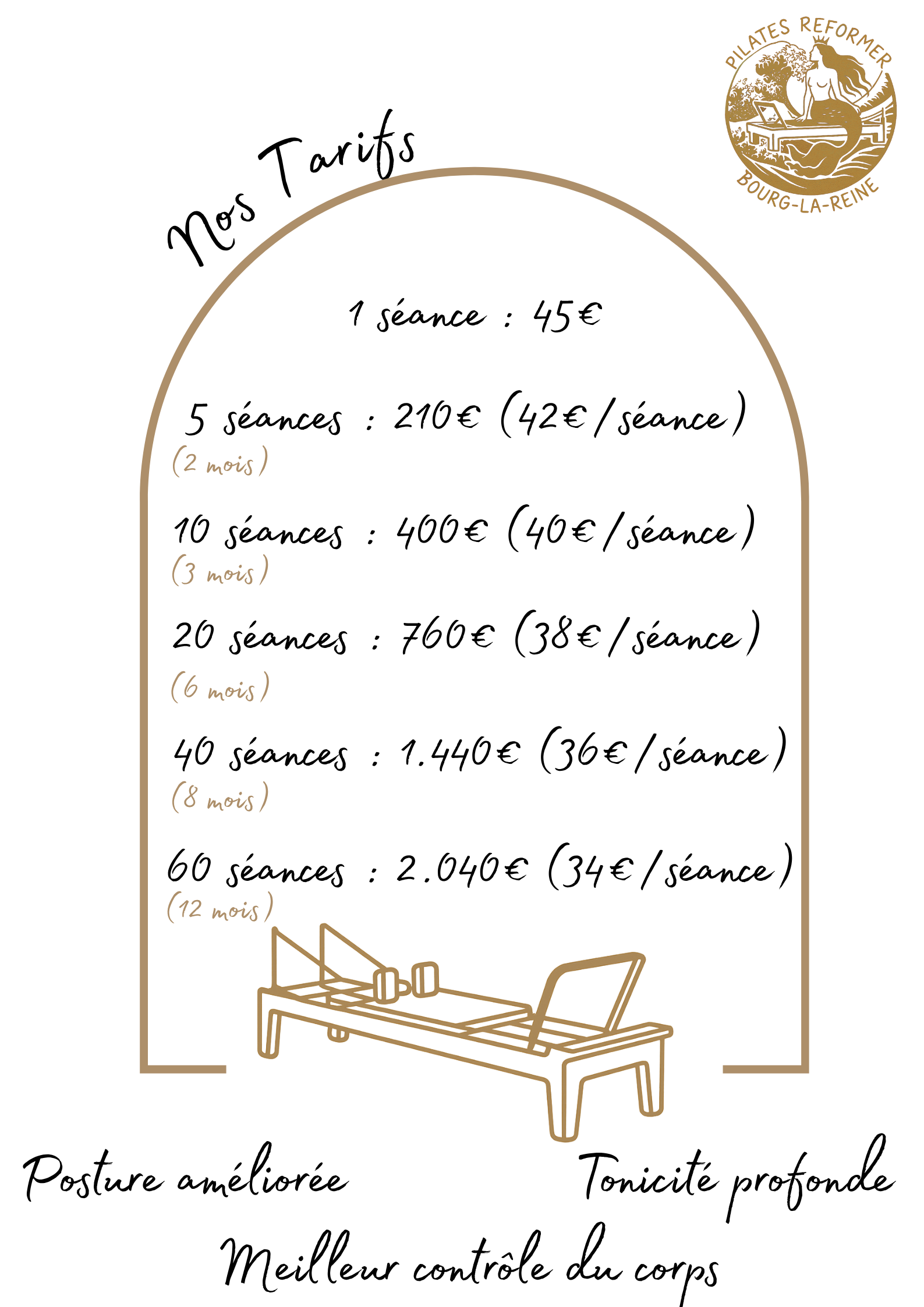 Tarifs Pilates Reformer Bourg-la-Reine